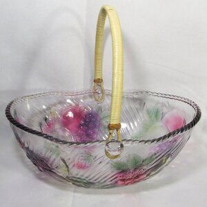 MIKASA GLASS BASKET WITH WRAPPED HANDLE LIKE NEW